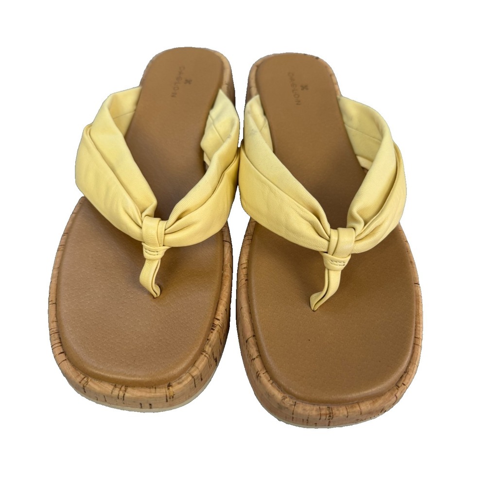 Calson Yellow Fabric Cork Wedge Sandal Women's Size 10M